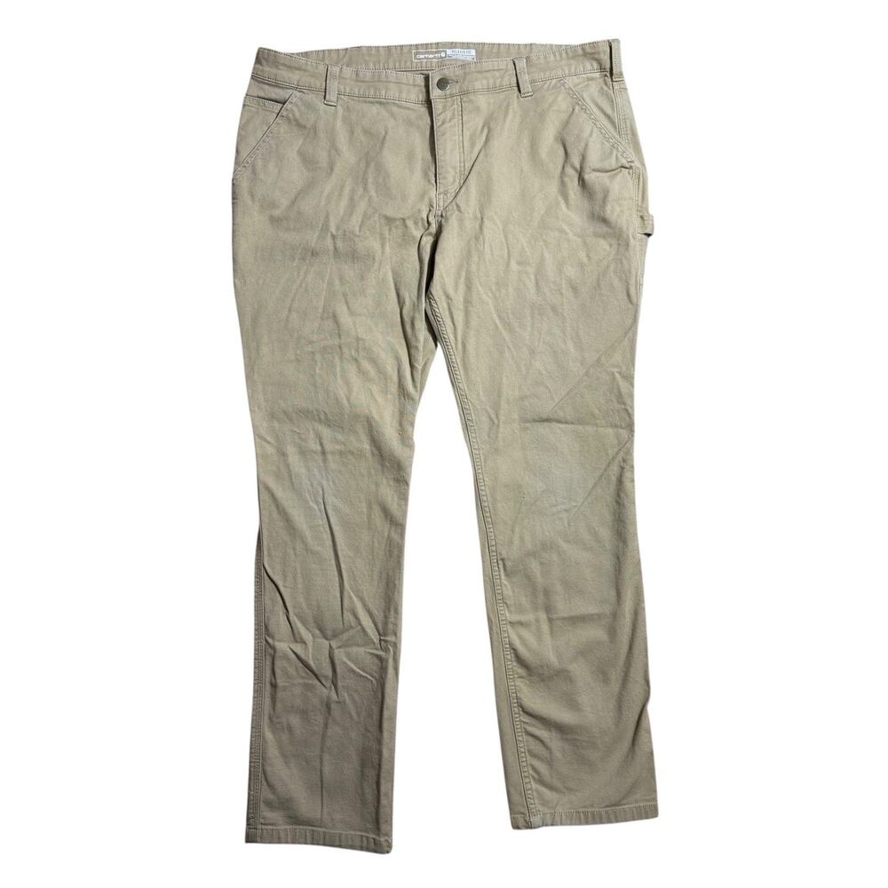 Carhartt Pants Womens 18 Khaki Rugged Flex Relaxed Fit Work Utility BN5113-W